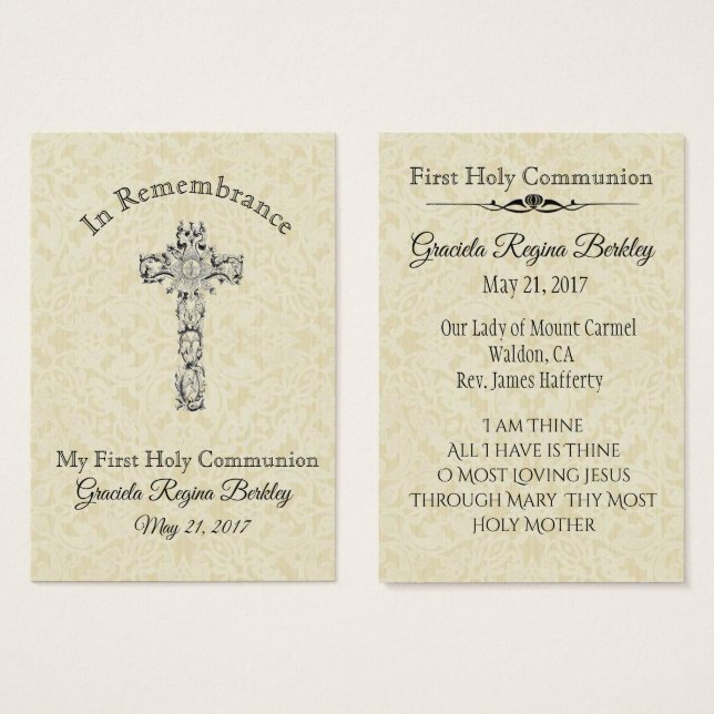 Remembrance Holy Card Child First Holy Communion (Front & Back)