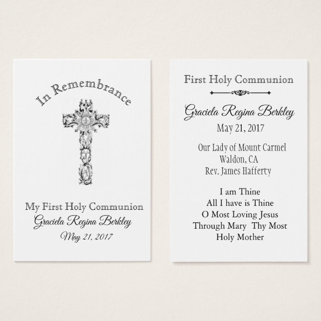 Remembrance Holy Card Child First Holy Communion (Front & Back)