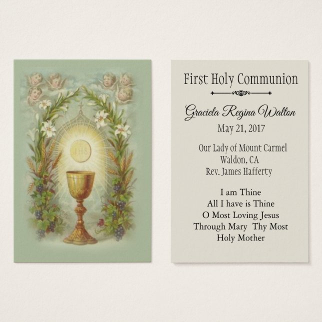 Remembrance Holy Card for First Holy Communion (Front & Back)