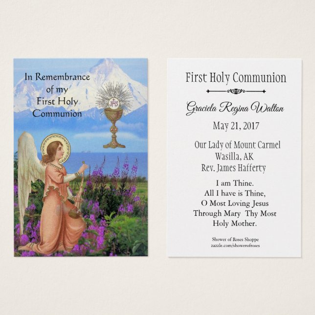 Remembrance Holy Card for First Holy Communion (Front & Back)