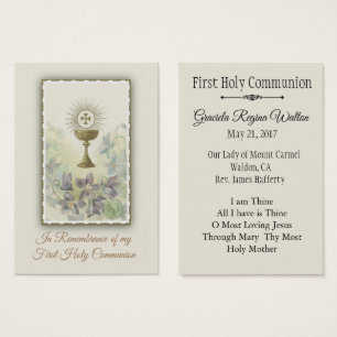 Remembrance Holy Card for First Holy Communion