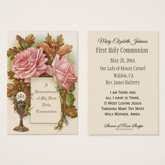 Remembrance Holy Card Jesus First Holy Communion (Front & Back)