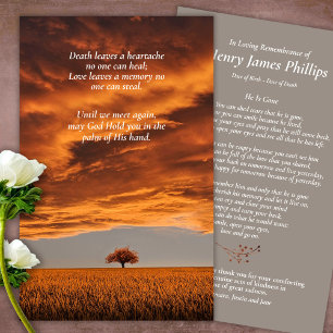 Remembrance Loss Sunset Prayer Sympathy Cards