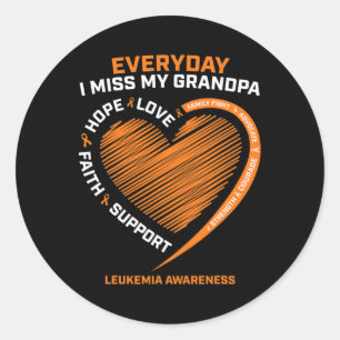 Remembrance Loving Memory Of My Grandpa Leukaemia Classic Round Sticker