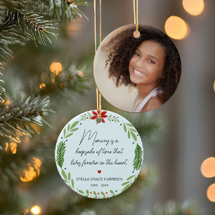 Remembrance Memory Is A Keepsake Greenery Photo Ceramic Ornament