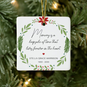 Remembrance Memory Is A Keepsake Greenery Photo Ceramic Ornament