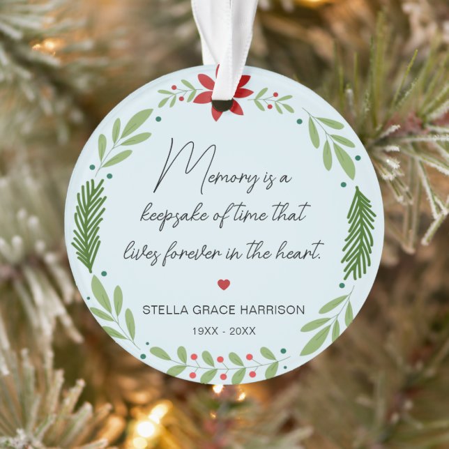 Remembrance Memory Is A Keepsake Greenery Photo Ornament (Tree)