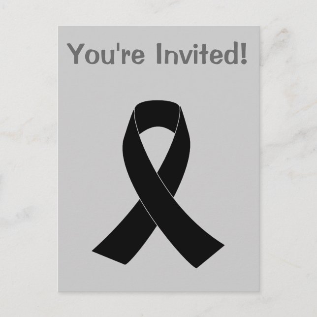 Remembrance, Mourning Black Awareness Ribbon Invitation Postcard (Front)
