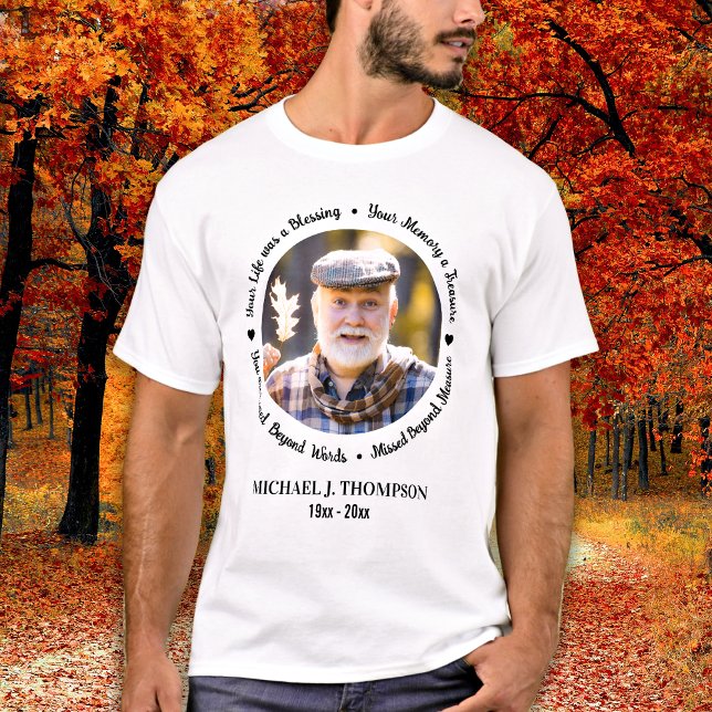 Remembrance Personalise Modern Photo Memorial Walk T-Shirt (Creator Uploaded)