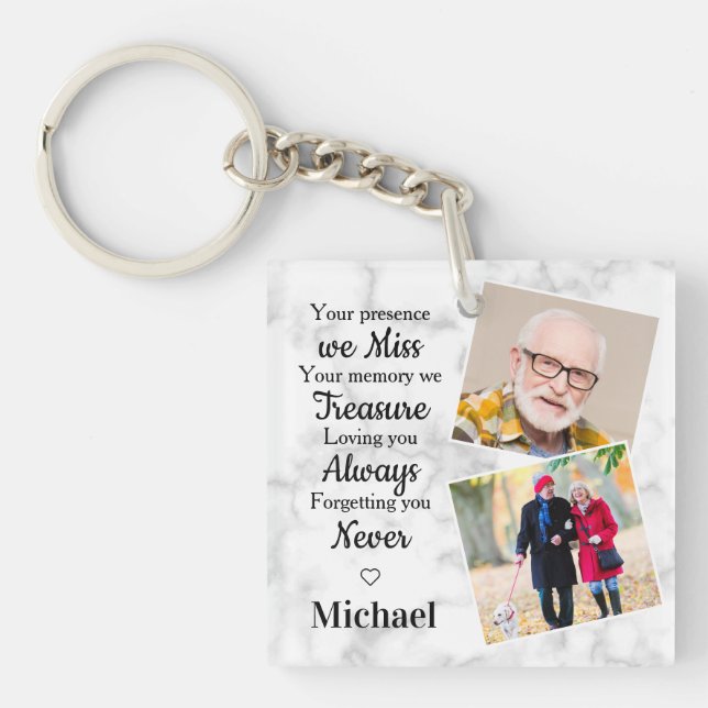 Remembrance Personalised 2 Photo Memorial Key Ring (Front)