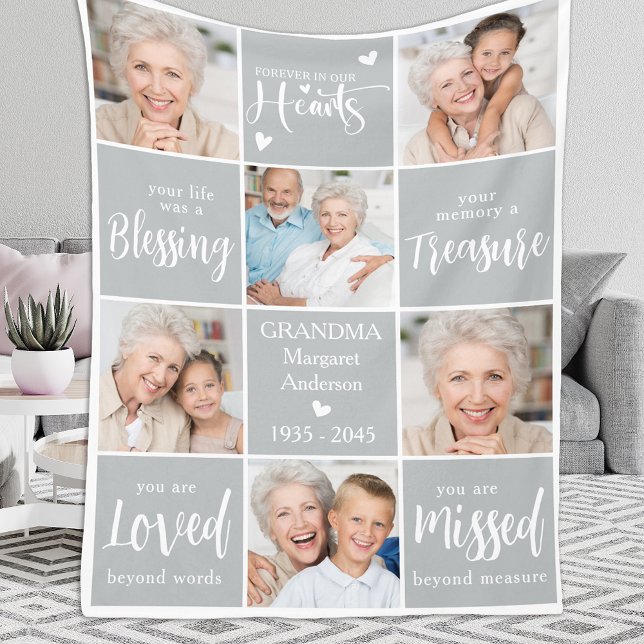 Remembrance Personalised 6 Photo Collage Memorial Fleece Blanket (Creator Uploaded)
