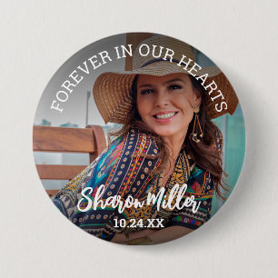 Remembrance Photo Button 'Forever In Our Hearts' 
