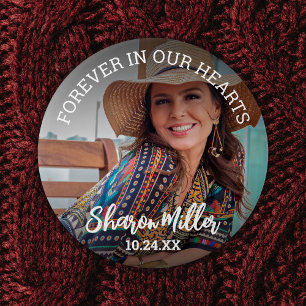 Remembrance Photo Button 'Forever In Our Hearts'