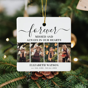 Remembrance Photo Collage   Forever in Our Hearts Ceramic Ornament