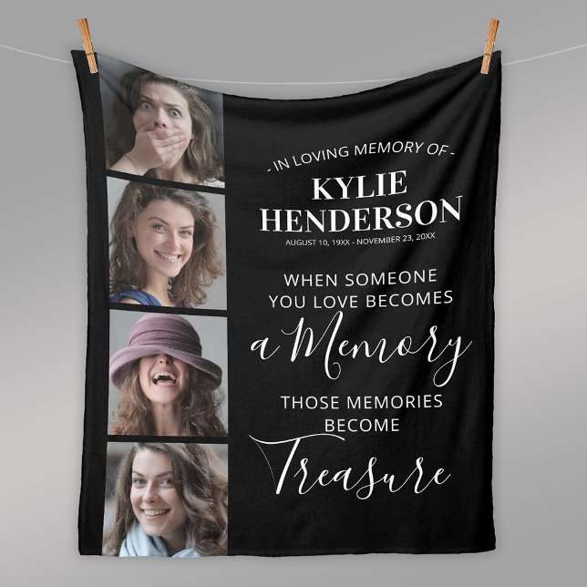 Remembrance Photo Collage Memorial Fleece Blanket (Creator Uploaded)