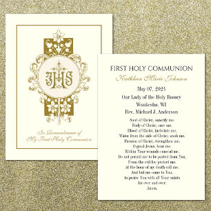 Remembrance Prayer Card for First Holy Communion