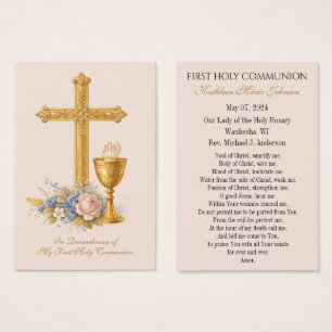 Remembrance Prayer Card for First Holy Communion
