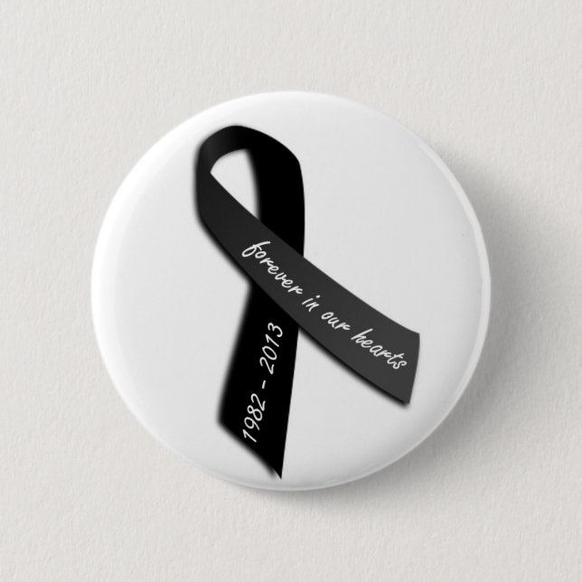 Remembrance Ribbon 6 Cm Round Badge (Front)