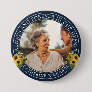 Remembrance Sunflower Florals Photo Memorial 7.5 Cm Round Badge