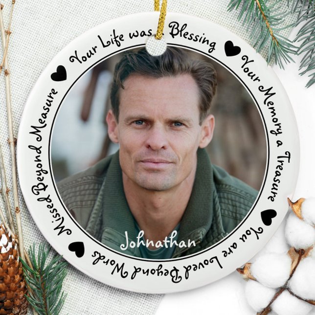 Remembrance Sympathy Keepsake Memorial Photo Ceramic Ornament (Creator Uploaded)