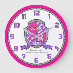 Remi letter R name meaning heraldry knights shield Large Clock