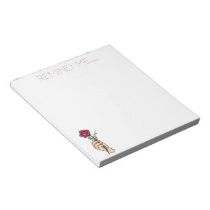 Remind Me Hand Held Red Rose Notepad
