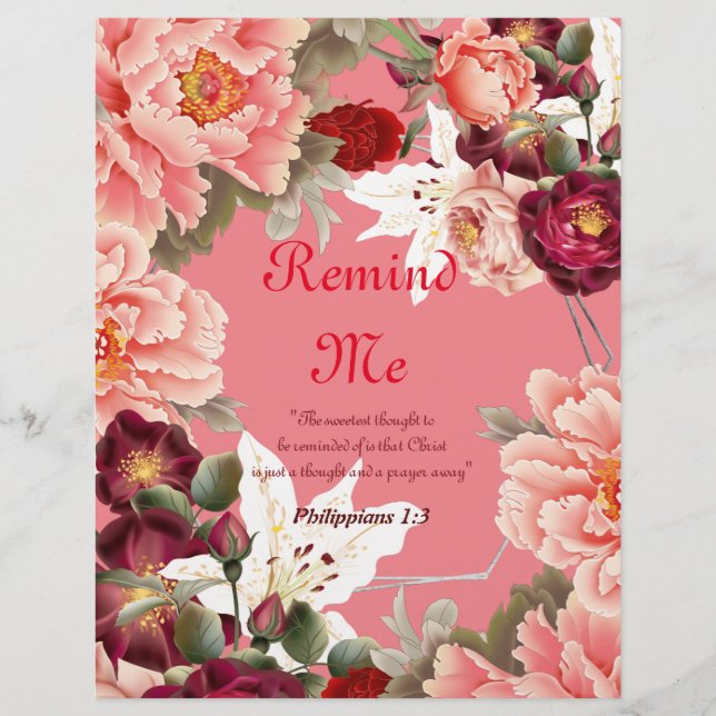 Remind Me Poem Personalised Paper (Front)