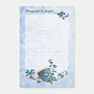 Reminder Post-it Notes with Forget-me-not Flowers