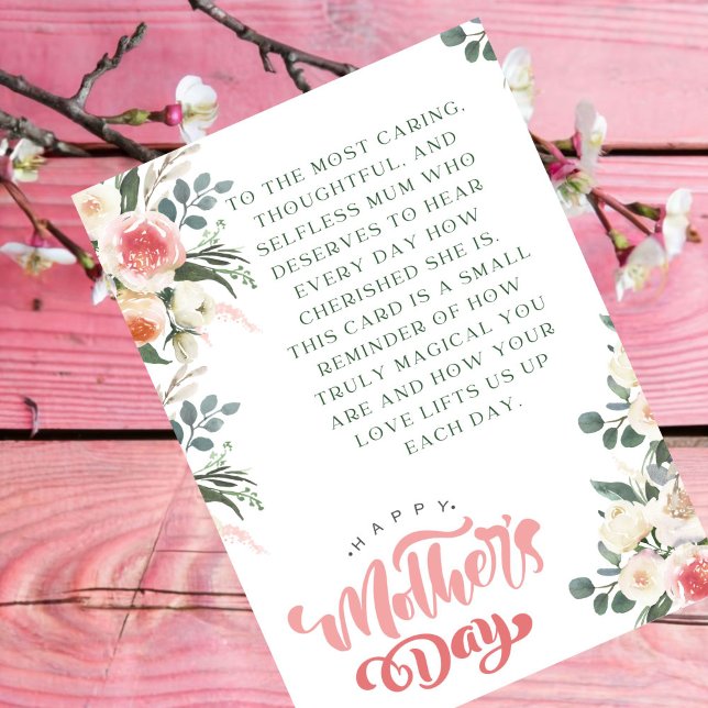 reminder to selfless MOM,mother's day pink floral Card (Creator Uploaded)