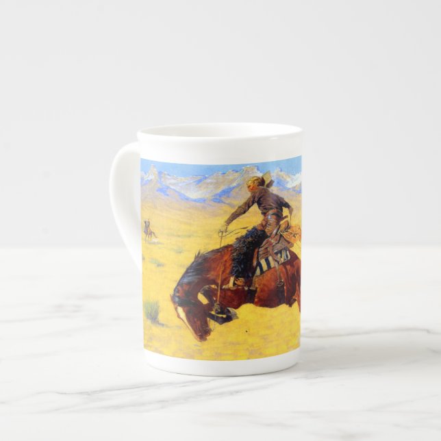Remington Old West Horse and Cowboy Bone China Mug (Front Left)
