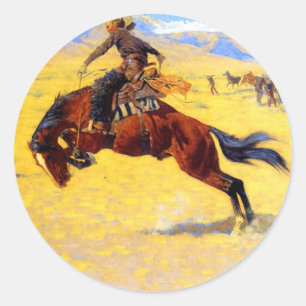 Remington Old West Horse and Cowboy Classic Round Sticker