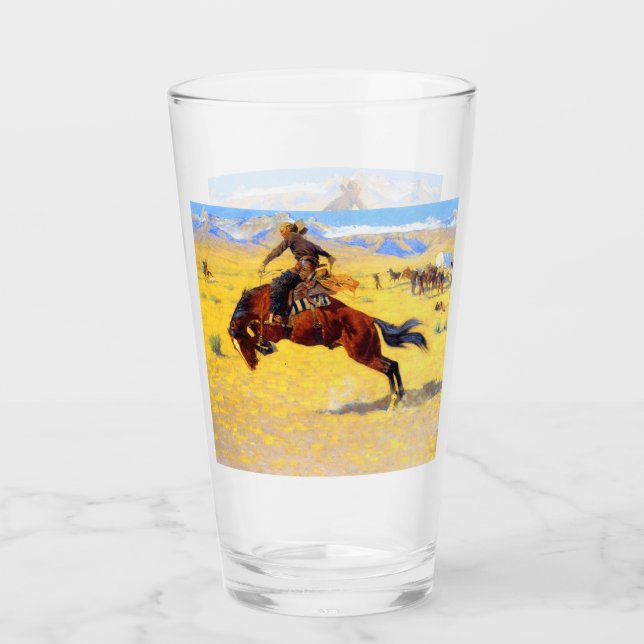 Remington Old West Horse and Cowboy Glass (Front)