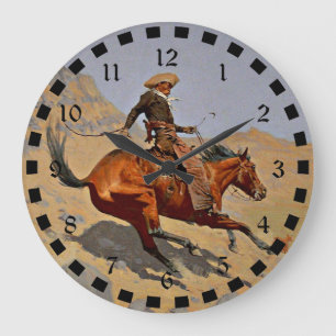 Remington: The Cowboy, American cowboy art Large Clock