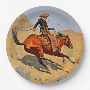 Remington - The Cowboy, famous painting Paper Plate