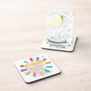 Remission cancer ribbons coaster