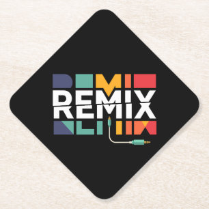 Remix Audio   DJ Music Retro Geometric Graphic Paper Coaster
