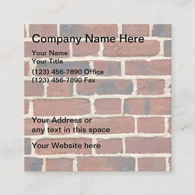 Remodeling Brick Wall Theme Square Business Card (Front)