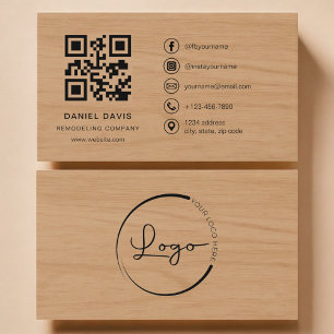 Remodeling Company Wood Professional QR Code Business Card