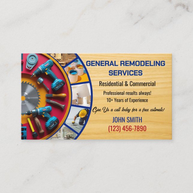 Remodeling Service Business Cards (Front)