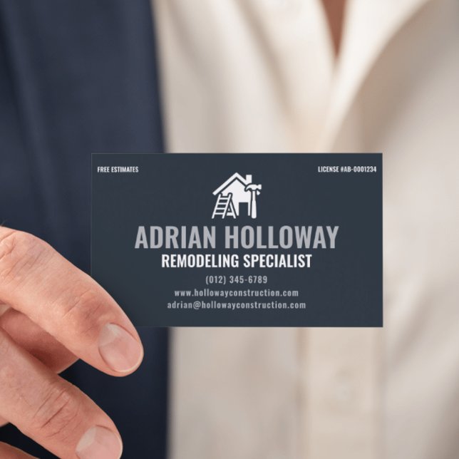 Remodeling Specialist Modern Charcoal and Silver Business Card (Creator Uploaded)