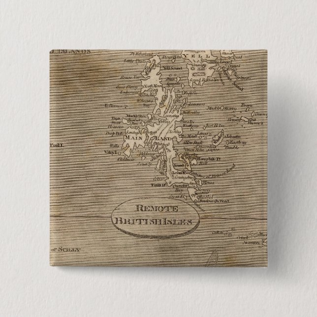 Remote British Isles Map by Arrowsmith 15 Cm Square Badge (Front)