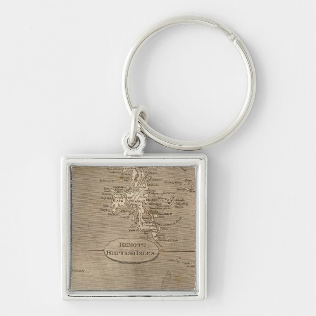 Remote British Isles Map by Arrowsmith Key Ring (Front)