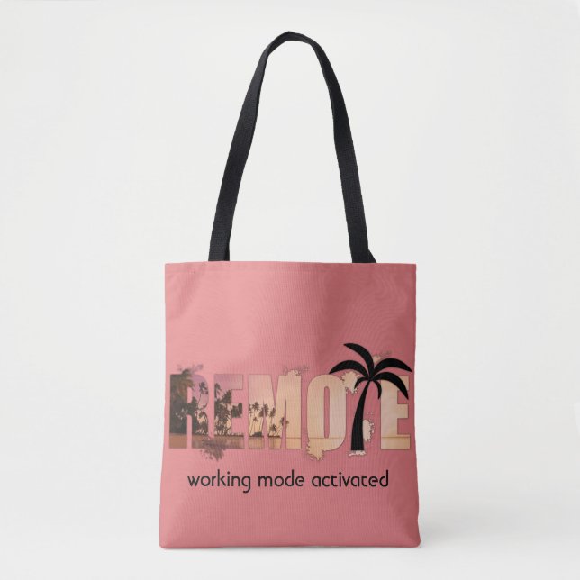 Remote Sunset Word Art Tote Bag (Front)
