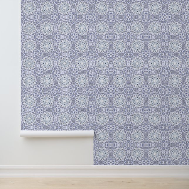 Removable Peel Stick Blue White Geometric Circles  Wallpaper (Application)