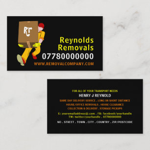 Removal Man Box Design, Removal Company Business Card