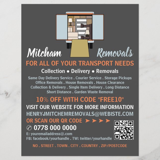 Removal Van Design, Removal Company Advertising Flyer (Front)