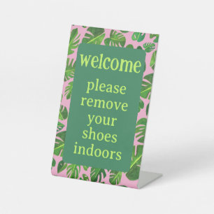 Remove Shoes Tropical Watercolor Vacation Rental Pedestal Sign