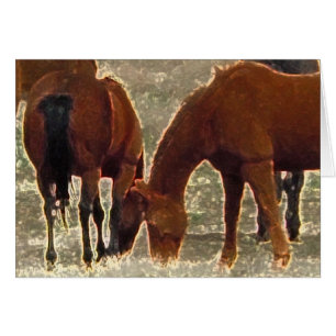 Remuda Herd Grazes - Ranch Cow Horses - Blank