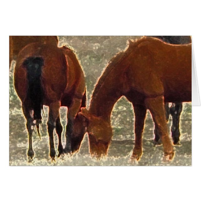 Remuda Herd Grazes - Ranch Cow Horses - Blank (Front Horizontal)