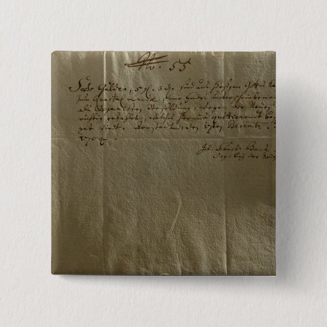 Remuneration Receipt, 17th December, 1704 15 Cm Square Badge (Front)